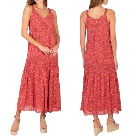 Joie Bondi Tea Rose Maxi Dress Pink Red Sundress - Picture 1 of 8